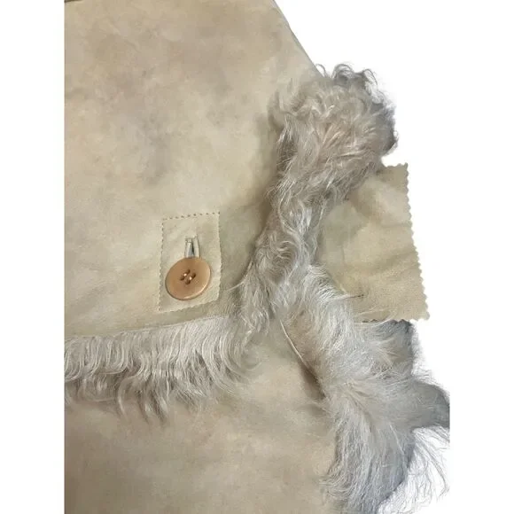 Sundance Suede Shearling Coat Beige Bohemian Button Front Size XL - Picture 8 of 14